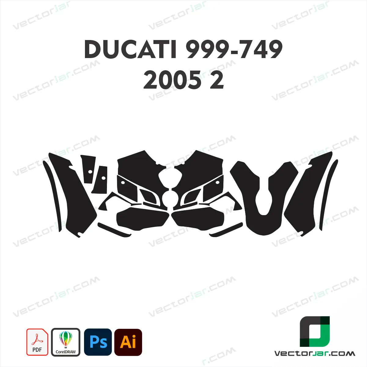 Ducati 999 and Ducati 749 2005 Version 2 Motorcycle Paint Protection Film and Vinyl Wrap Vector Template