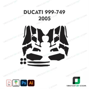 Ducati 999 and Ducati 749 2005 Motorcycle Paint Protection Film and Vinyl Wrap Vector Template