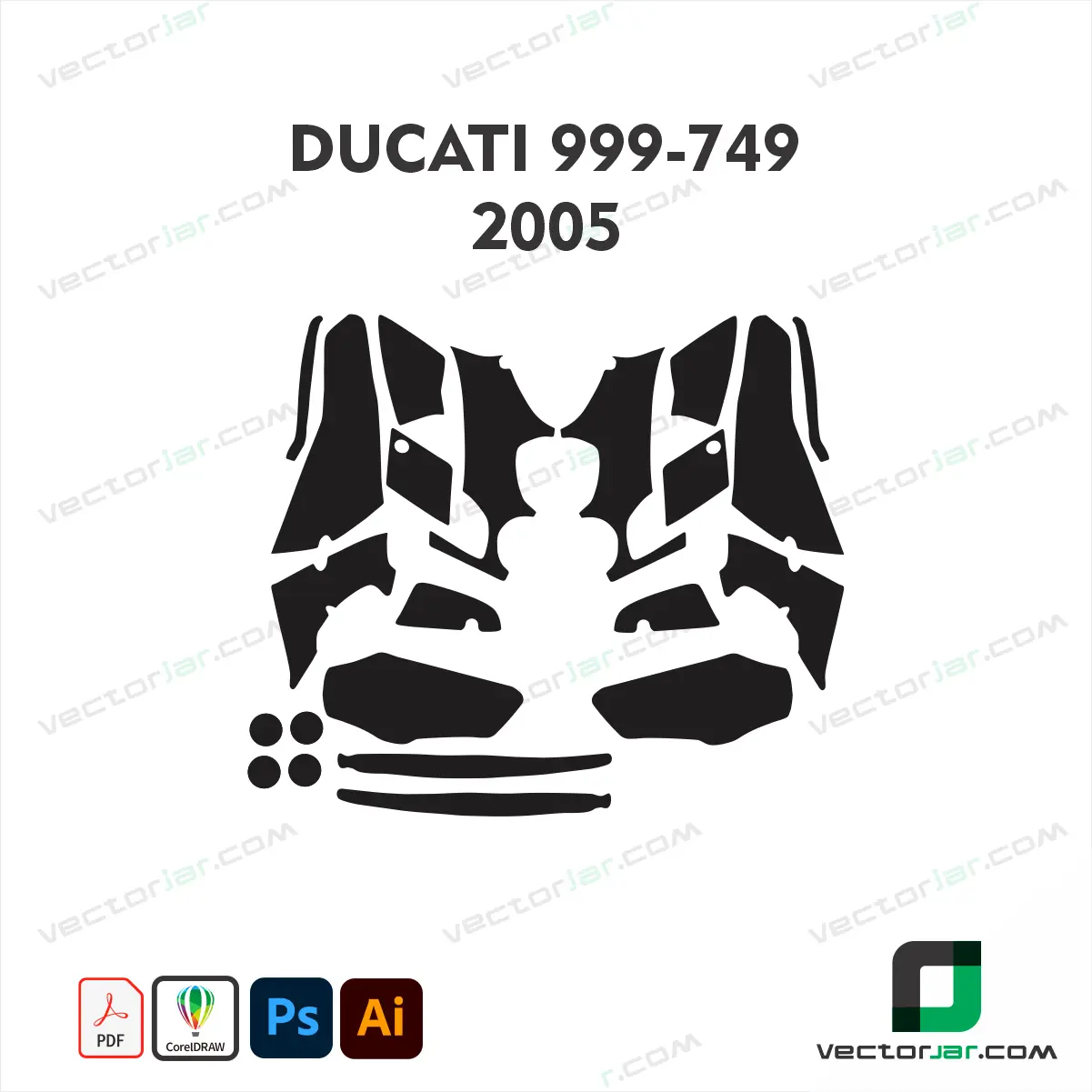 Ducati 999 and Ducati 749 2005 Motorcycle Paint Protection Film and Vinyl Wrap Vector Template