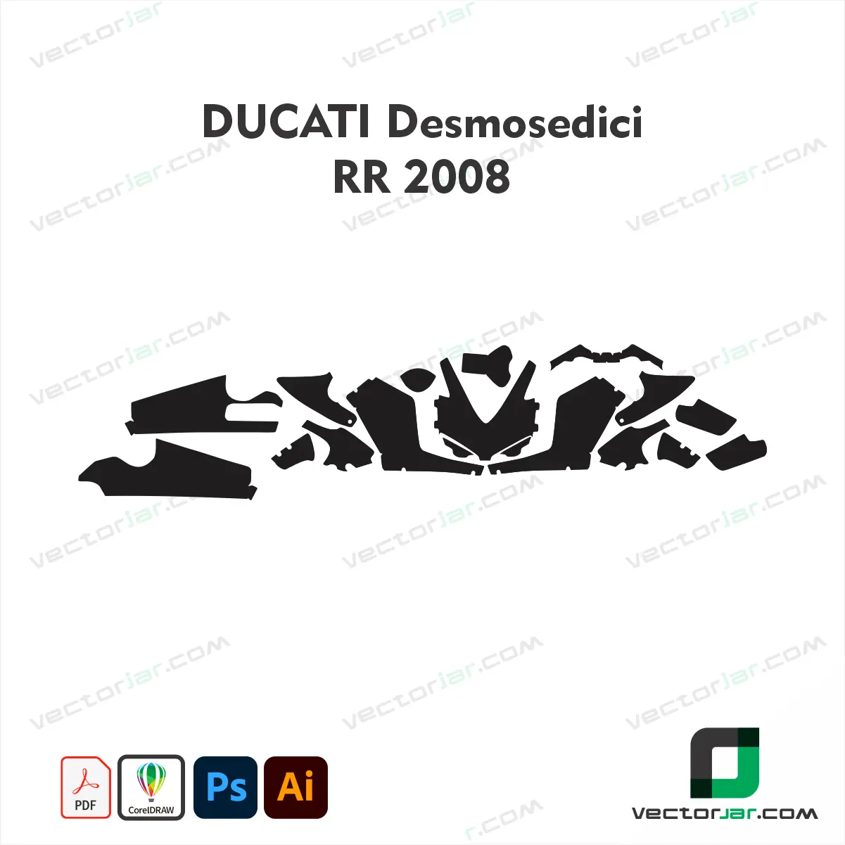 Ducati Desmosedici RR 2008 Motorcycle Paint Protection Film and Vinyl Wrap Vector Template