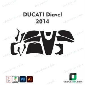 Ducati Diavel 2014 Motorcycle Paint Protection Film and Vinyl Wrap Vector Template