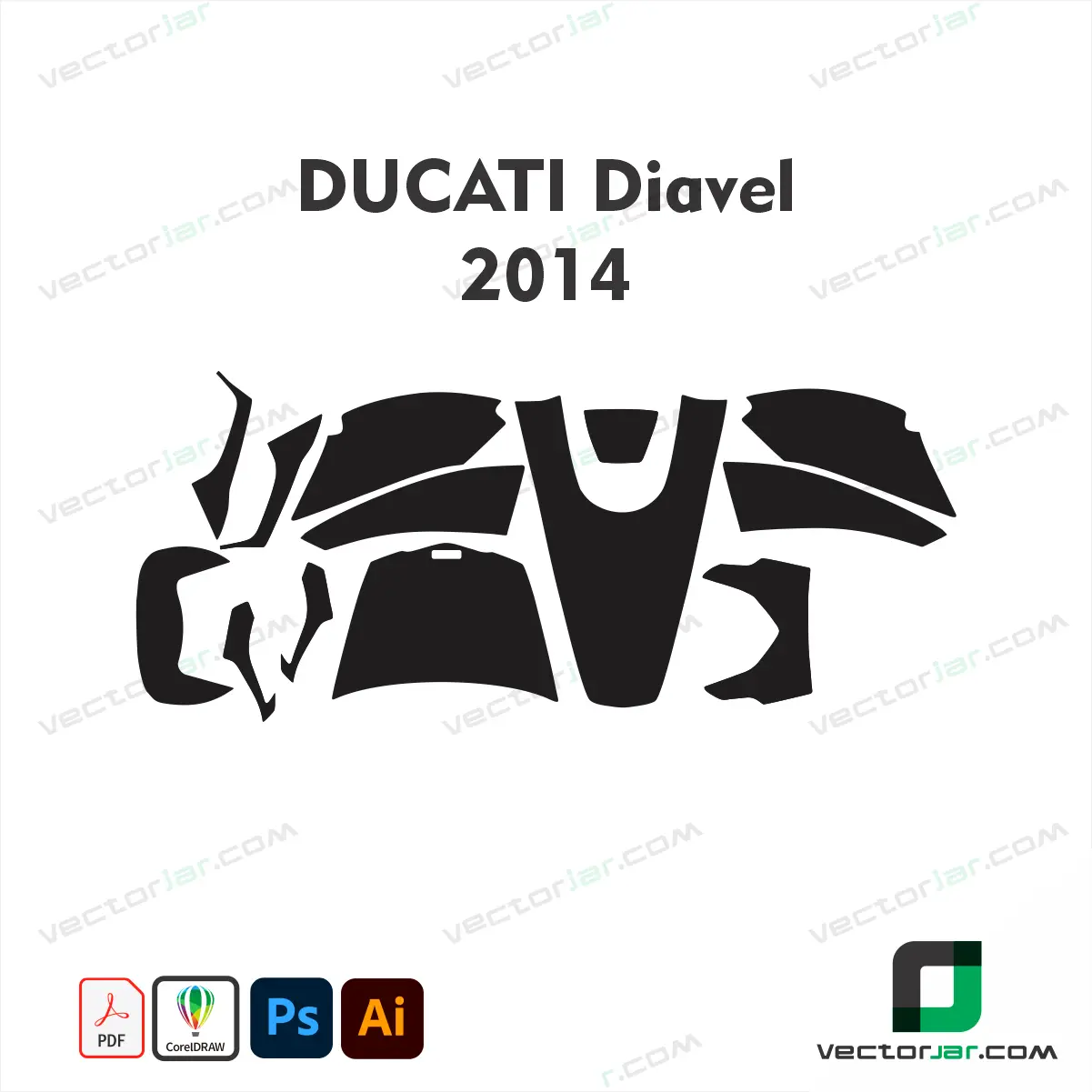 Ducati Diavel 2014 Motorcycle Paint Protection Film and Vinyl Wrap Vector Template