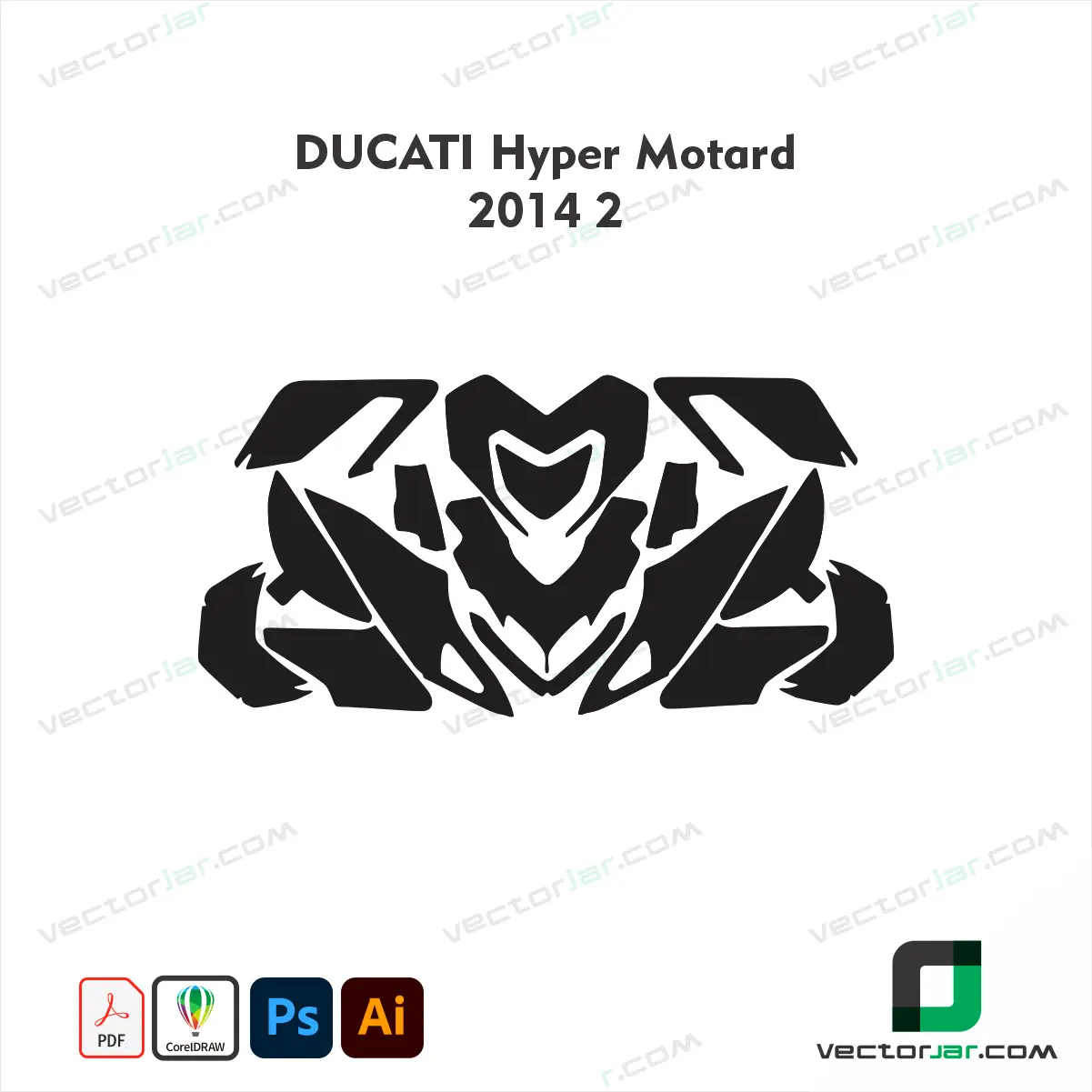 Ducati HyperMotard 2014 Version 2 Motorcycle Paint Protection Film and Vinyl Wrap Vector Template