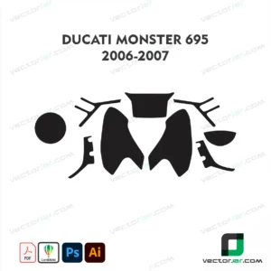 Ducati Monster 695 2006-2007 Motorcycle Paint Protection Film and Vinyl Wrap Vector Template