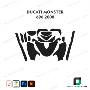 Ducati Monster 696 2008 Motorcycle Paint Protection Film and Vinyl Wrap Vector Template