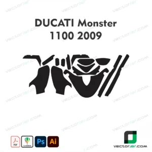 Ducati Monster 1100 2009 Motorcycle Paint Protection Film and Vinyl Wrap Vector Template