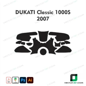 Ducati Classic 1000S 2007 Motorcycle Paint Protection Film and Vinyl Wrap Vector Template
