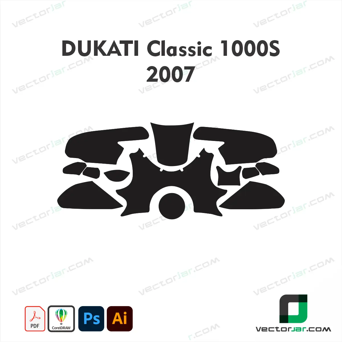 Ducati Classic 1000S 2007 Motorcycle Paint Protection Film and Vinyl Wrap Vector Template