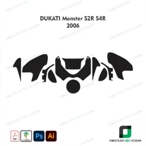 Ducati Monster S2R S4R 2006 Motorcycle Paint Protection Film and Vinyl Wrap Vector Template