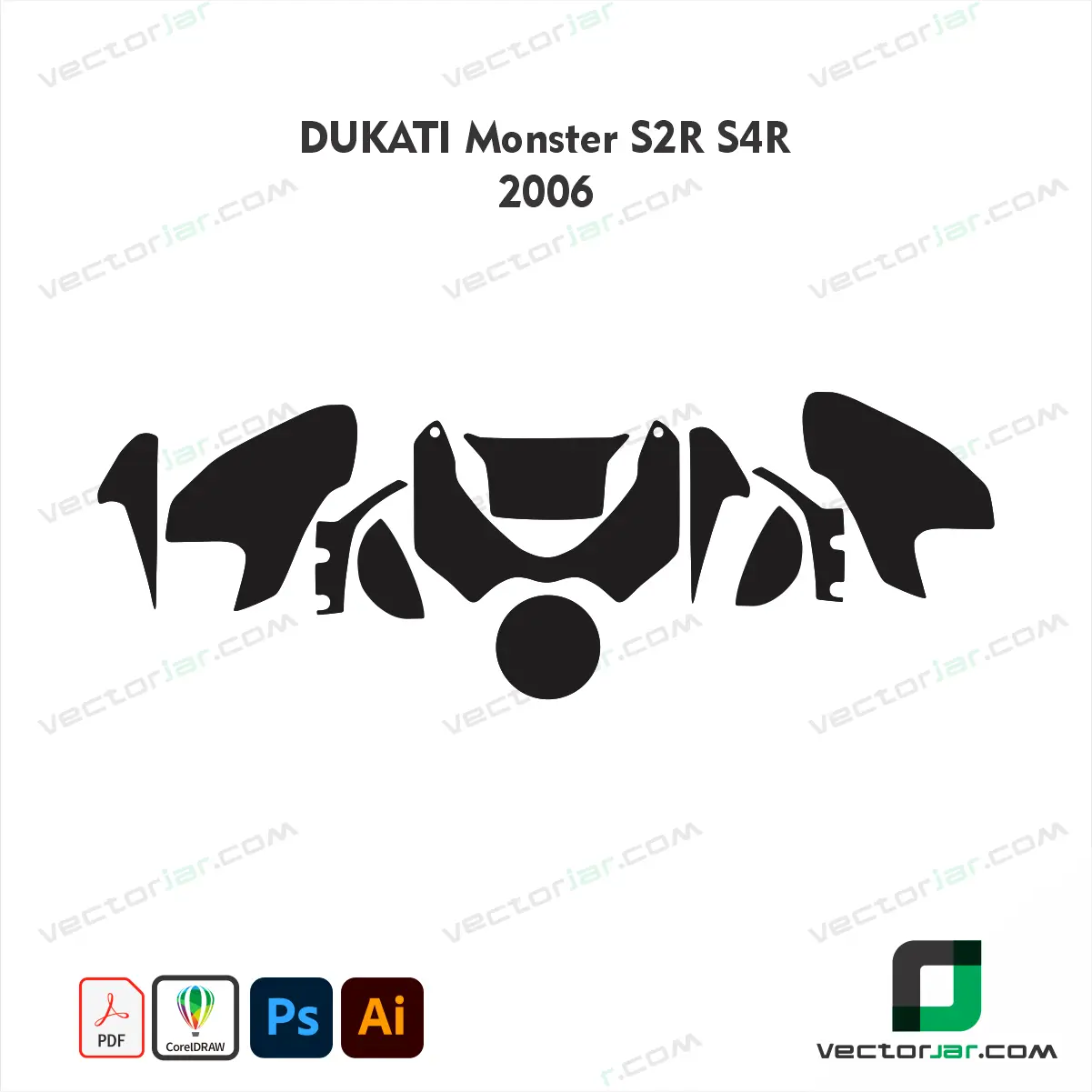 Ducati Monster S2R S4R 2006 Motorcycle Paint Protection Film and Vinyl Wrap Vector Template