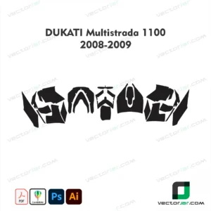 Ducati Multistrada 1100 2008-2009 Motorcycle Paint Protection Film and Vinyl Wrap Vector Template