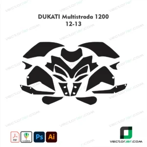 Ducati Multistrada 1200 2012-2013 Motorcycle Paint Protection Film and Vinyl Wrap Vector Template