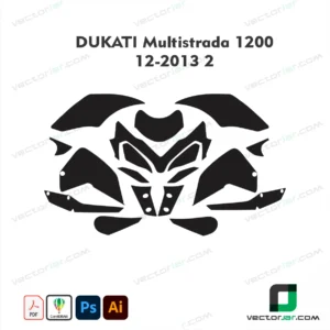 Ducati Multistrada 1200 2012-2013 Version 2 Motorcycle Paint Protection Film and Vinyl Wrap Vector Template