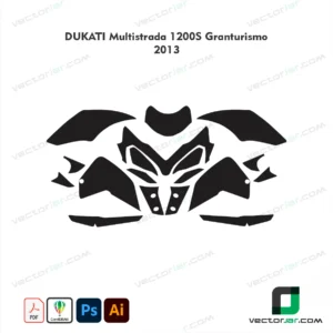 Ducati Multistrada 1200S Granturismo 2013 Motorcycle Paint Protection Film and Vinyl Wrap Vector Template