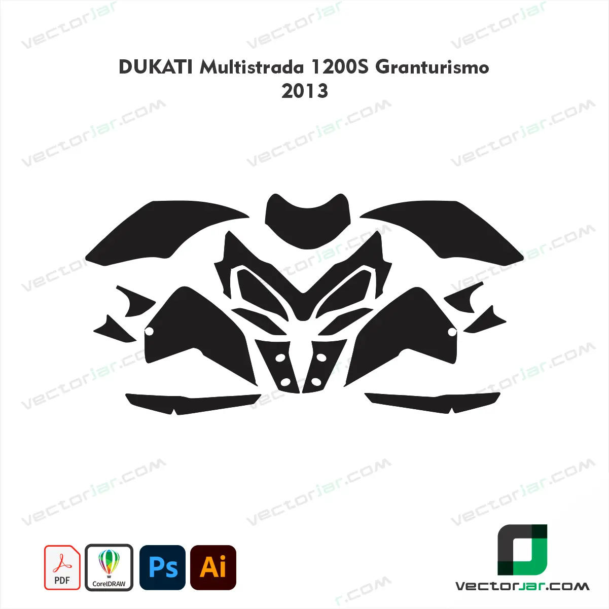 Ducati Multistrada 1200S Granturismo 2013 Motorcycle Paint Protection Film and Vinyl Wrap Vector Template