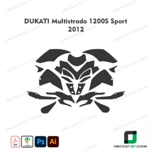 Ducati Multistrada 1200S Sport 2012 Motorcycle Paint Protection Film and Vinyl Wrap Vector Template