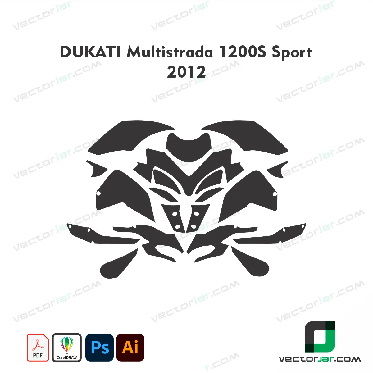 Ducati Multistrada 1200S Sport 2012 Motorcycle Paint Protection Film and Vinyl Wrap Vector Template
