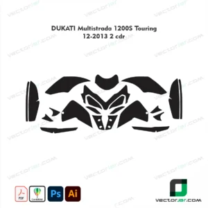 Ducati Multistrada 1200S Touring 2012-2013 Version 2 CDR Motorcycle Paint Protection Film and Vinyl Wrap Vector Template