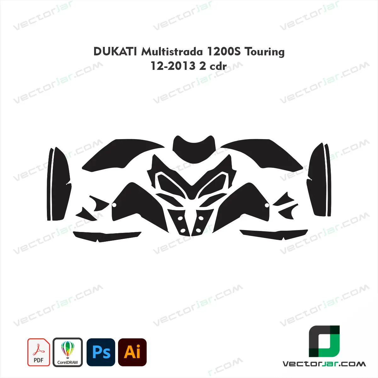 Ducati Multistrada 1200S Touring 2012-2013 Version 2 CDR Motorcycle Paint Protection Film and Vinyl Wrap Vector Template