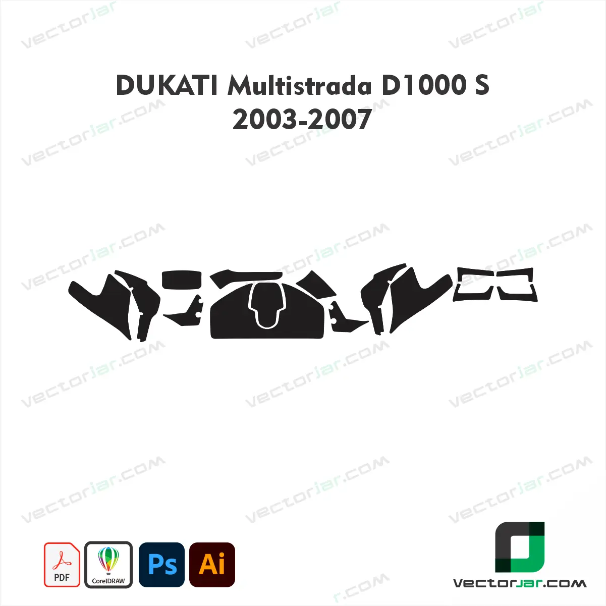 Ducati Multistrada DS1000 S 2003-2007 Motorcycle Paint Protection Film and Vinyl Wrap Vector Template