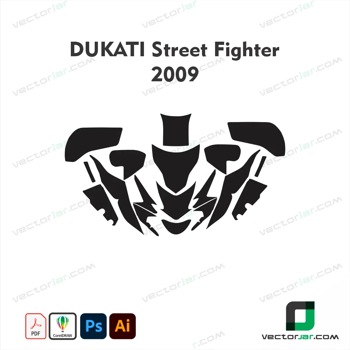 Ducati Streetfighter 2009 Motorcycle Paint Protection Film and Vinyl Wrap Vector Template