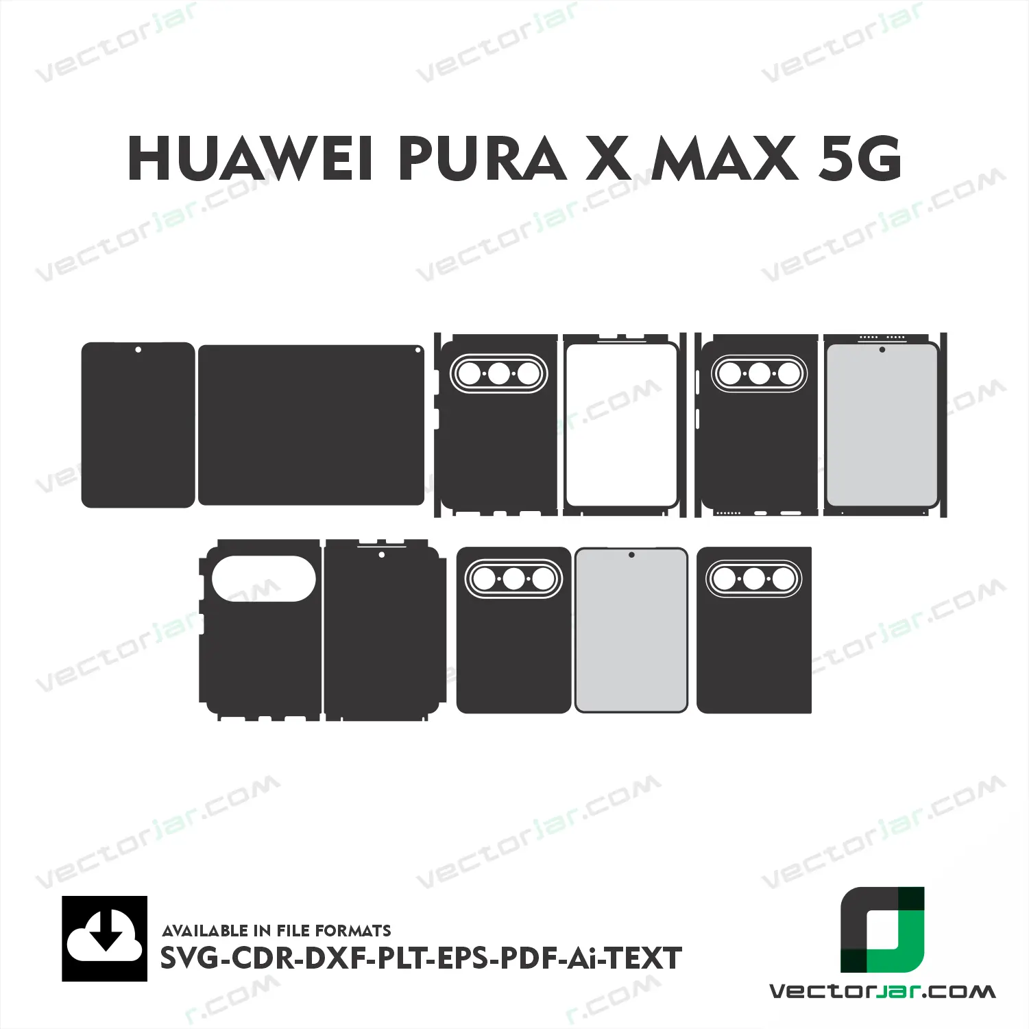 Huawei Pura X Max 5G Exact Fit Mobile Skin Vector Template