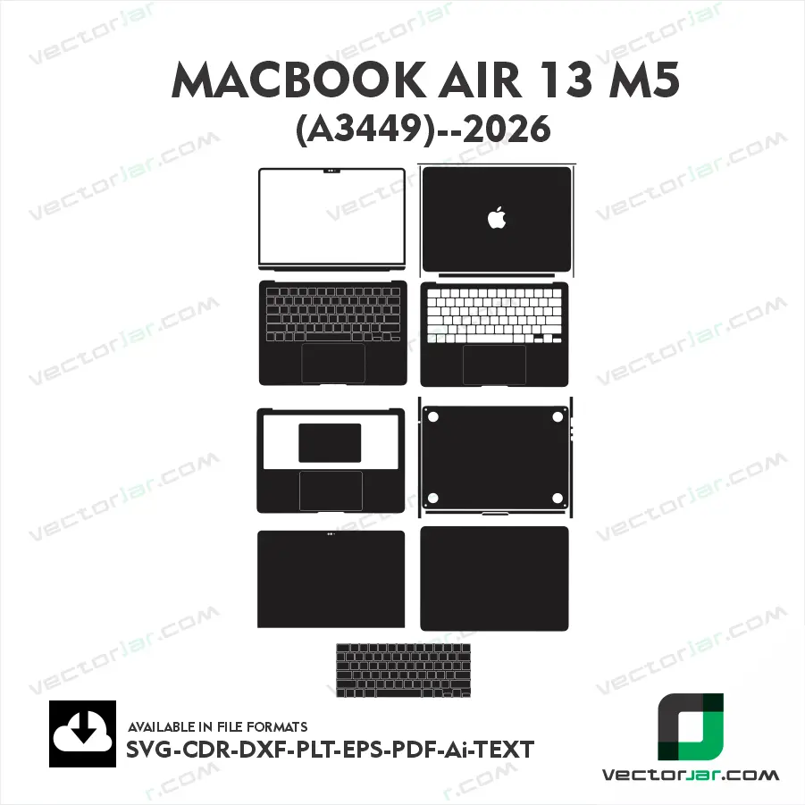 MacBook Air 13 M5 A3449 Skin Vector Template Cutting File