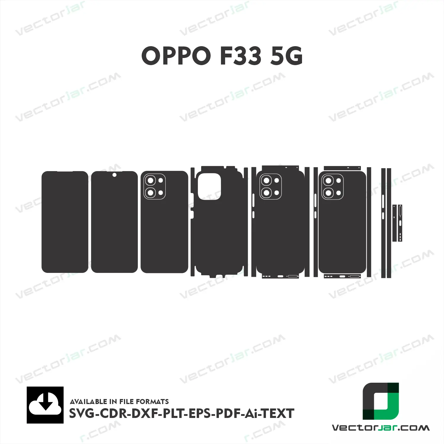 OPPO F33 5G Exact Fit Mobile Skin Vector Template