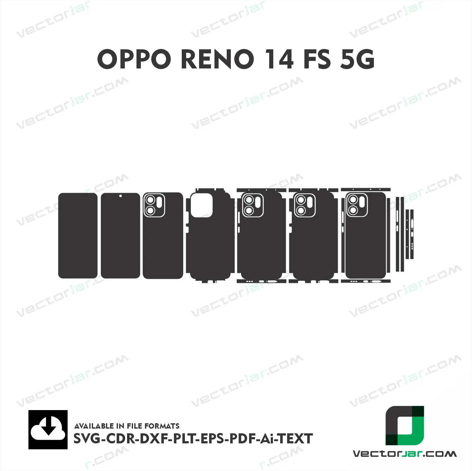 OPPO Reno 14 FS 5G Exact Fit Mobile Skin Vector Template