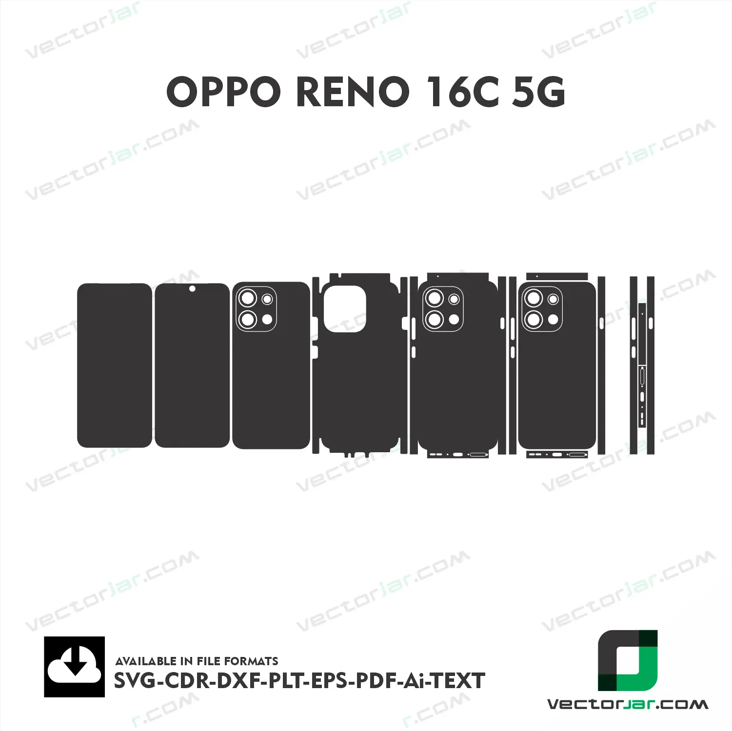 OPPO Reno 16C 5G Exact Fit Mobile Skin Vector Template