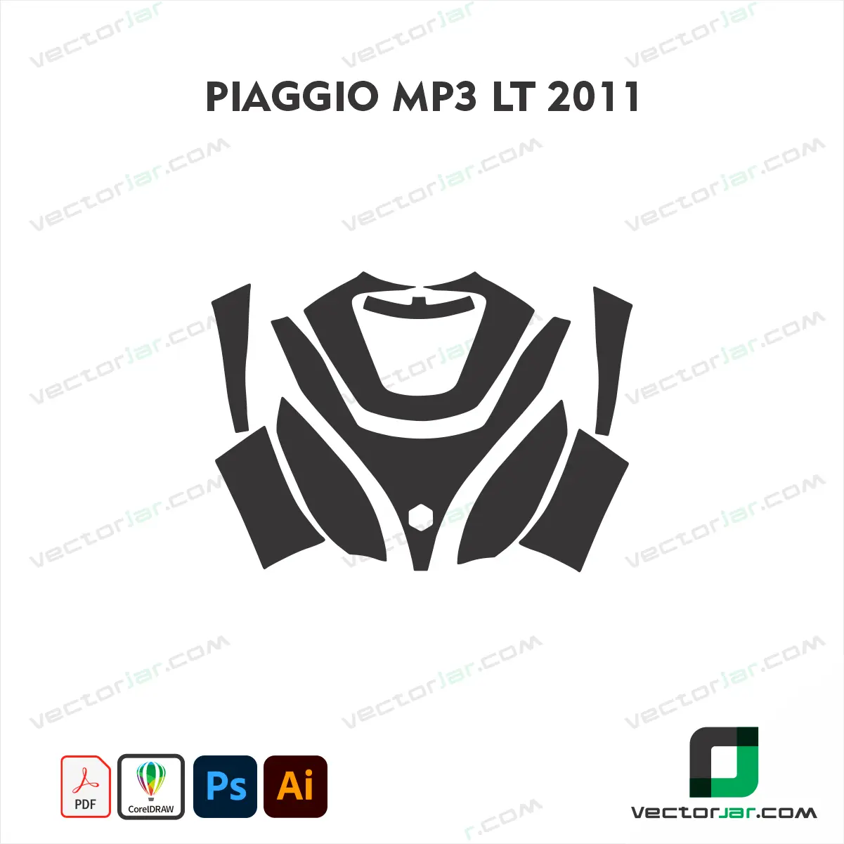 Piaggio MP3 LT 2011 Scooter Paint Protection Film and Vinyl Wrap Vector Template