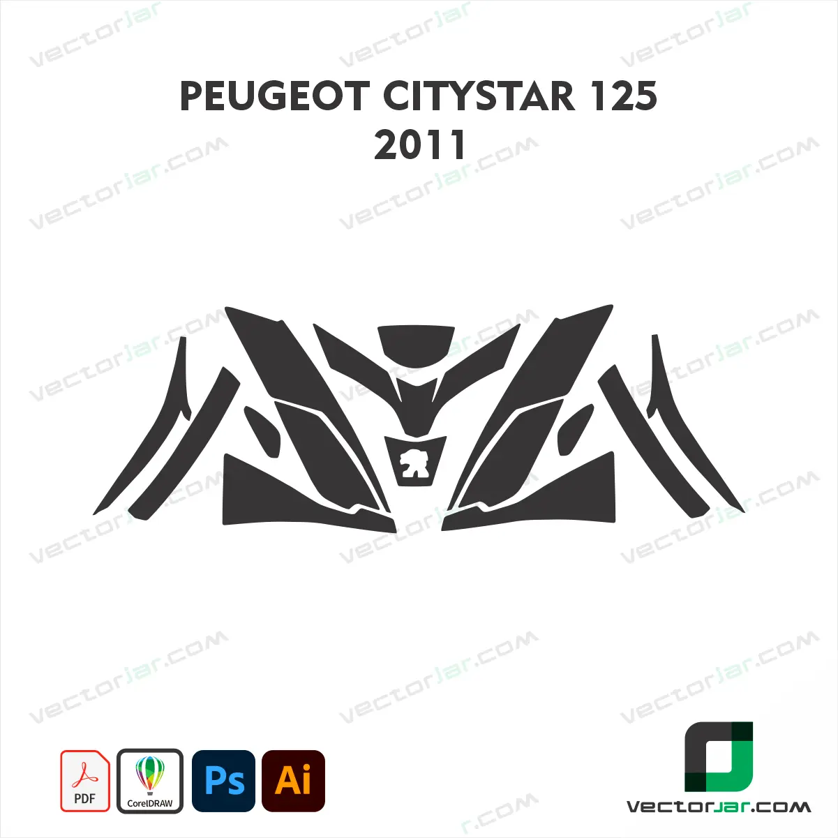 Peugeot Citystar 125 2011 Scooter Paint Protection Film and Vinyl Wrap Vector Template