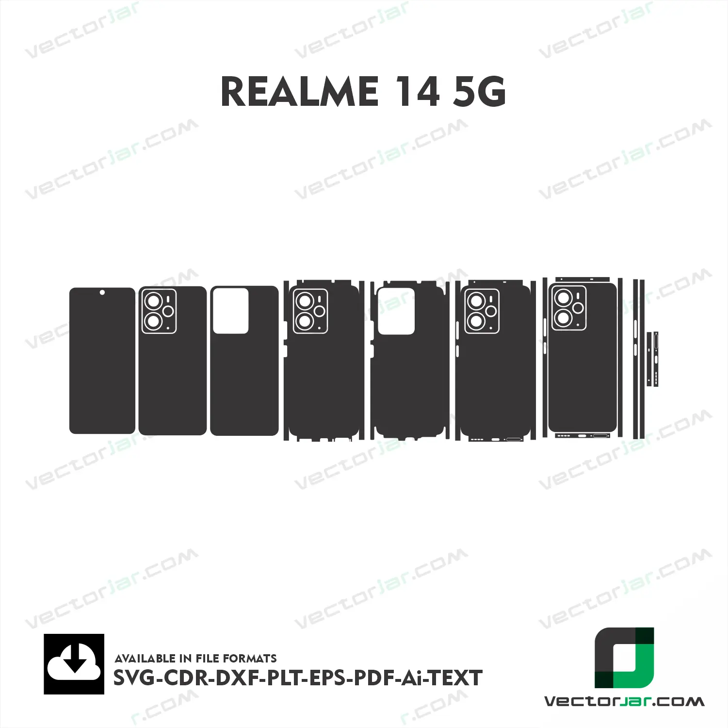 Realme 14 5G Exact Fit Mobile Skin Vector Template