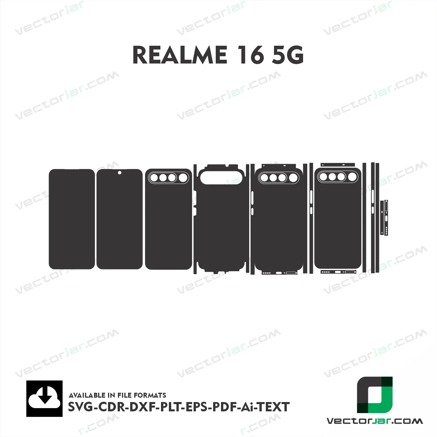 Realme 16 5G Exact Fit Mobile Skin Vector Template