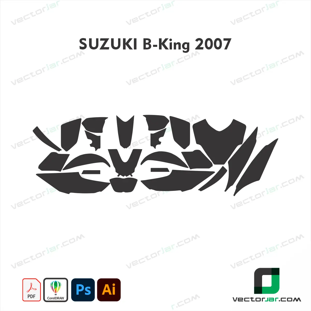 Suzuki B-King 2007 Motorcycle Paint Protection Film and Vinyl Wrap Vector Template