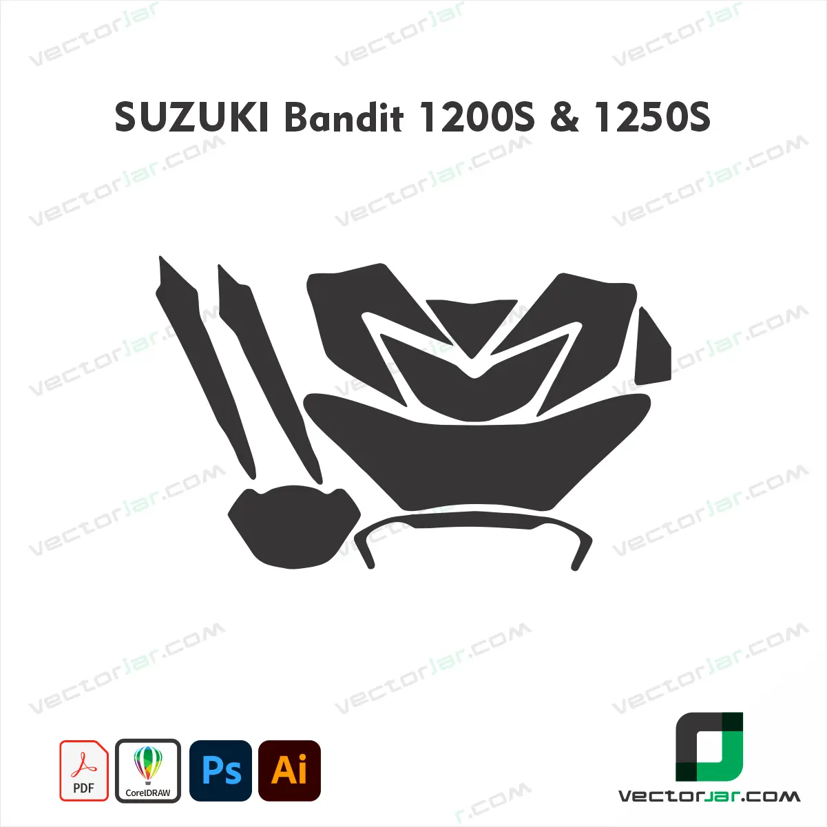 Suzuki Bandit 1200S and 1250S Motorcycle Paint Protection Film and Vinyl Wrap Vector Template