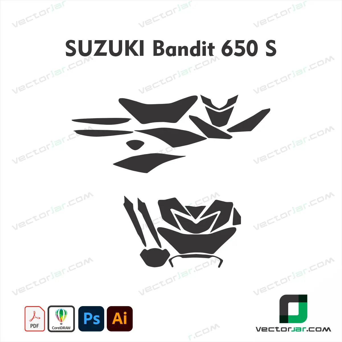 Suzuki Bandit 650 S Motorcycle Paint Protection Film and Vinyl Wrap Vector Template