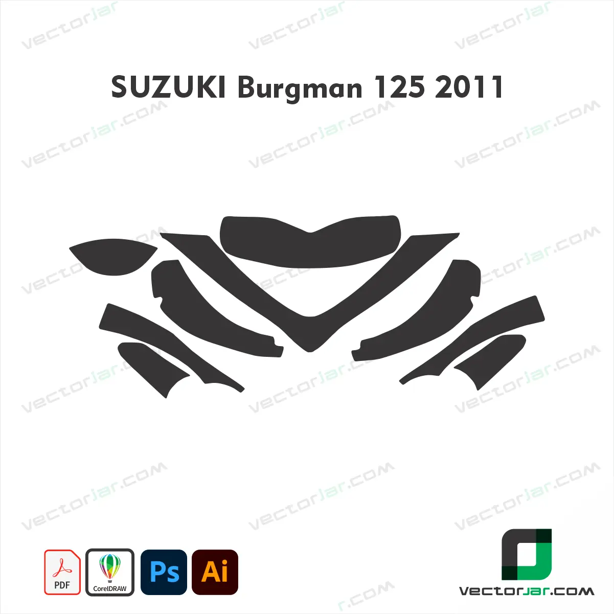 Suzuki Burgman 125 2011 Scooter Paint Protection Film and Vinyl Wrap Vector Template