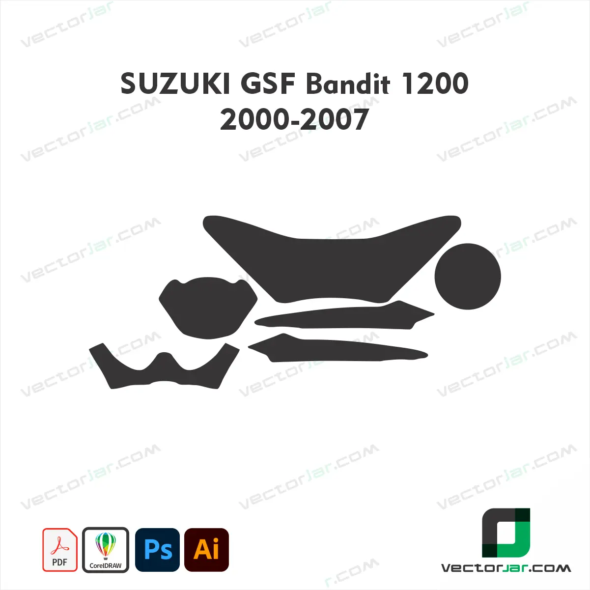 Suzuki GSF Bandit 1200 2000-2007 Motorcycle Paint Protection Film and Vinyl Wrap Vector Template