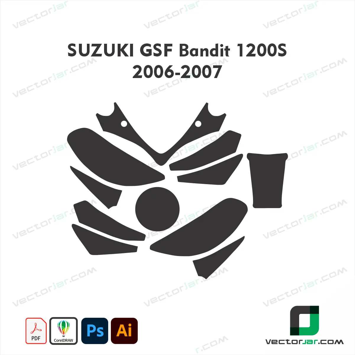 Suzuki GSF Bandit 1200S 2006-2007 Motorcycle Paint Protection Film and Vinyl Wrap Vector Template