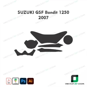Suzuki GSF Bandit 1250 2007 Motorcycle Paint Protection Film and Vinyl Wrap Vector Template