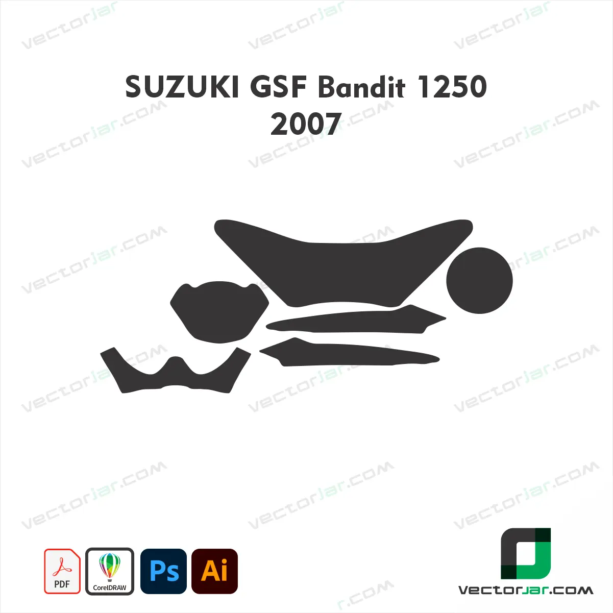Suzuki GSF Bandit 1250 2007 Motorcycle Paint Protection Film and Vinyl Wrap Vector Template