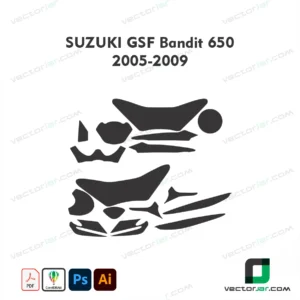 Suzuki GSF Bandit 650 2005-2009 Motorcycle Paint Protection Film and Vinyl Wrap Vector Template
