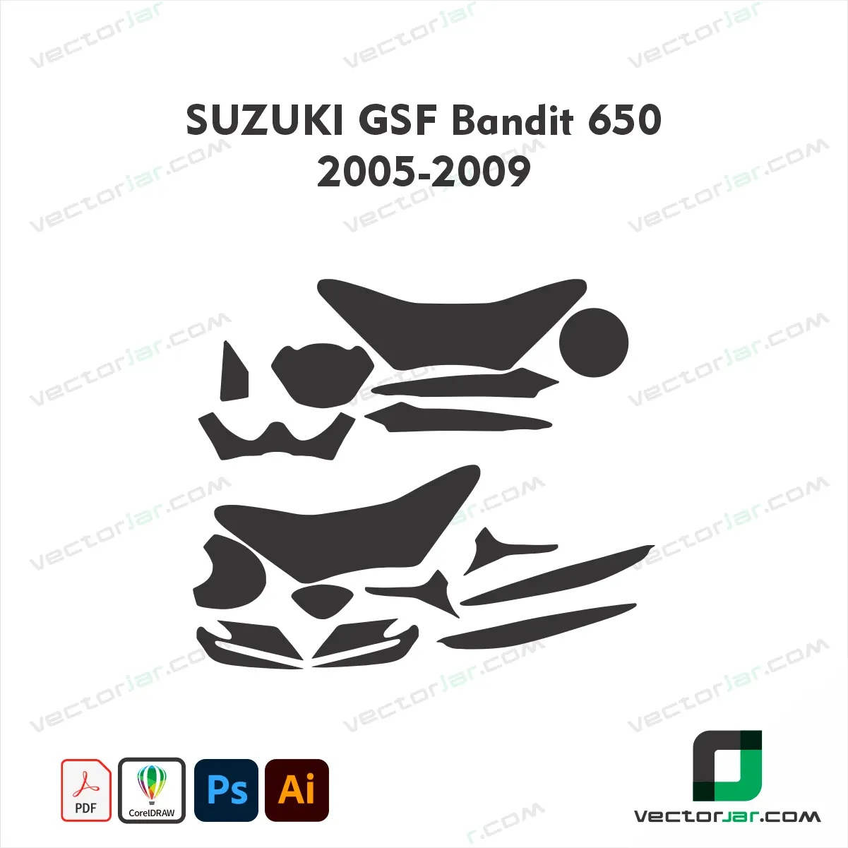 Suzuki GSF Bandit 650 2005-2009 Motorcycle Paint Protection Film and Vinyl Wrap Vector Template