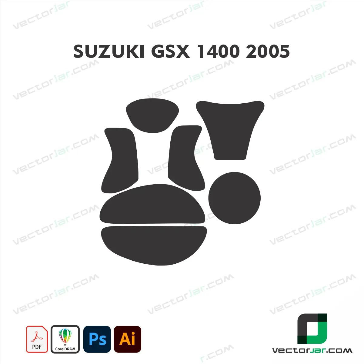 Suzuki GSX 1400 2005 Motorcycle Paint Protection Film and Vinyl Wrap Vector Template