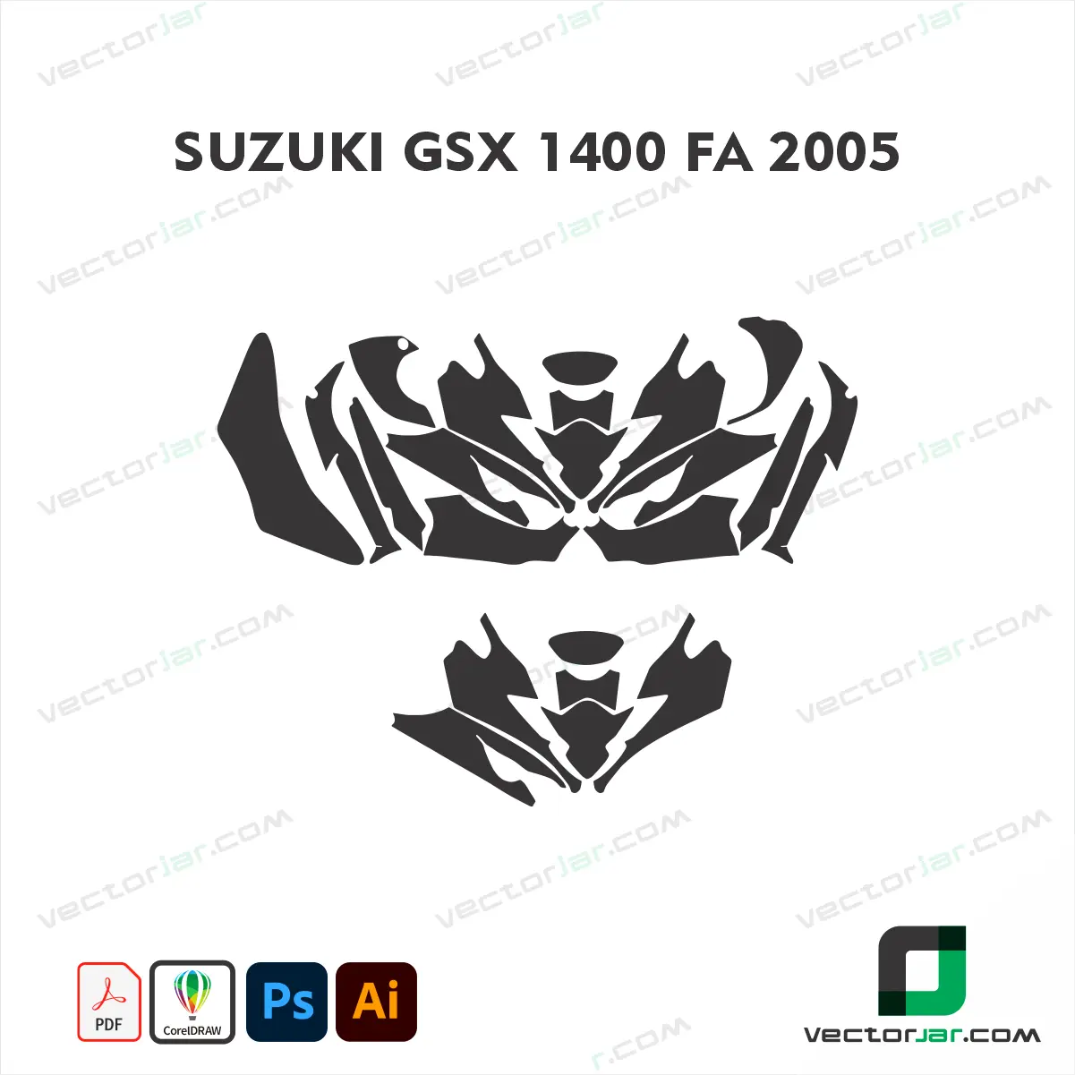 Suzuki GSX 1400 FA 2005 Motorcycle Paint Protection Film and Vinyl Wrap Vector Template