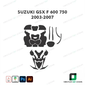 Suzuki GSX-F 600 750 2003-2007 Motorcycle Paint Protection Film and Vinyl Wrap Vector Template
