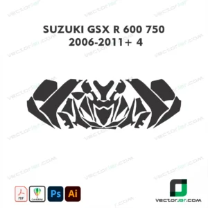 Suzuki GSX-R 600 750 2006-2011+ 4 Motorcycle Paint Protection Film and Vinyl Wrap Vector Template
