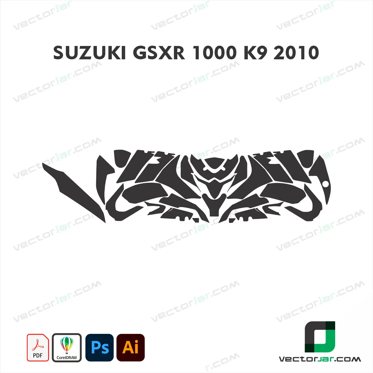 Suzuki GSX-R 1000 K9/K10 Motorcycle Paint Protection Film and Vinyl Wrap Vector Template