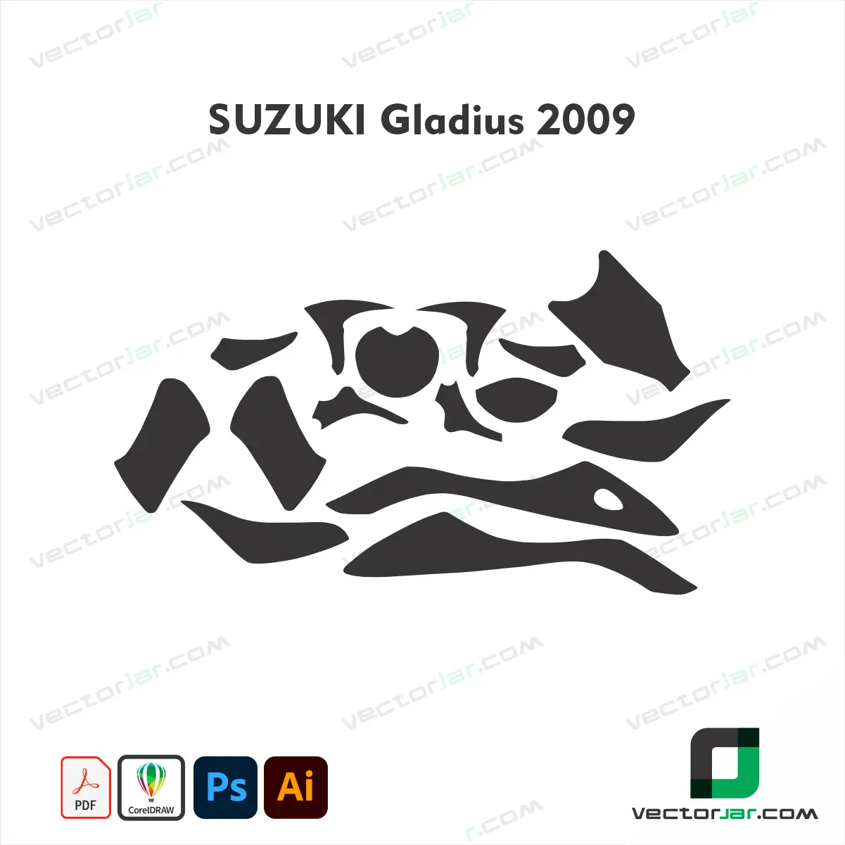 Suzuki Gladius 2009 Motorcycle Paint Protection Film and Vinyl Wrap Vector Template